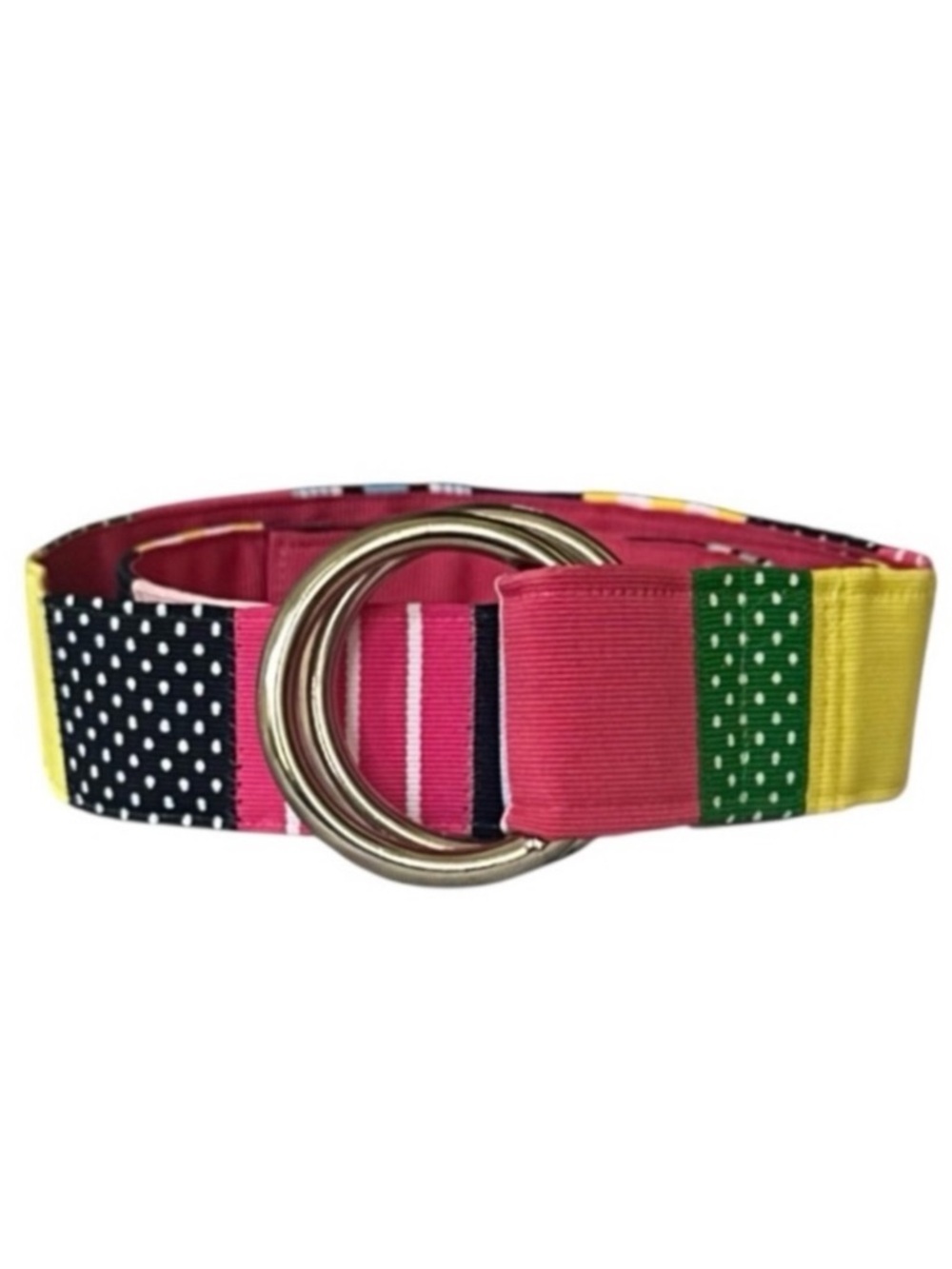 Katydid Multicolored Patchwork Fabric Canvas Double D-Ring Belt